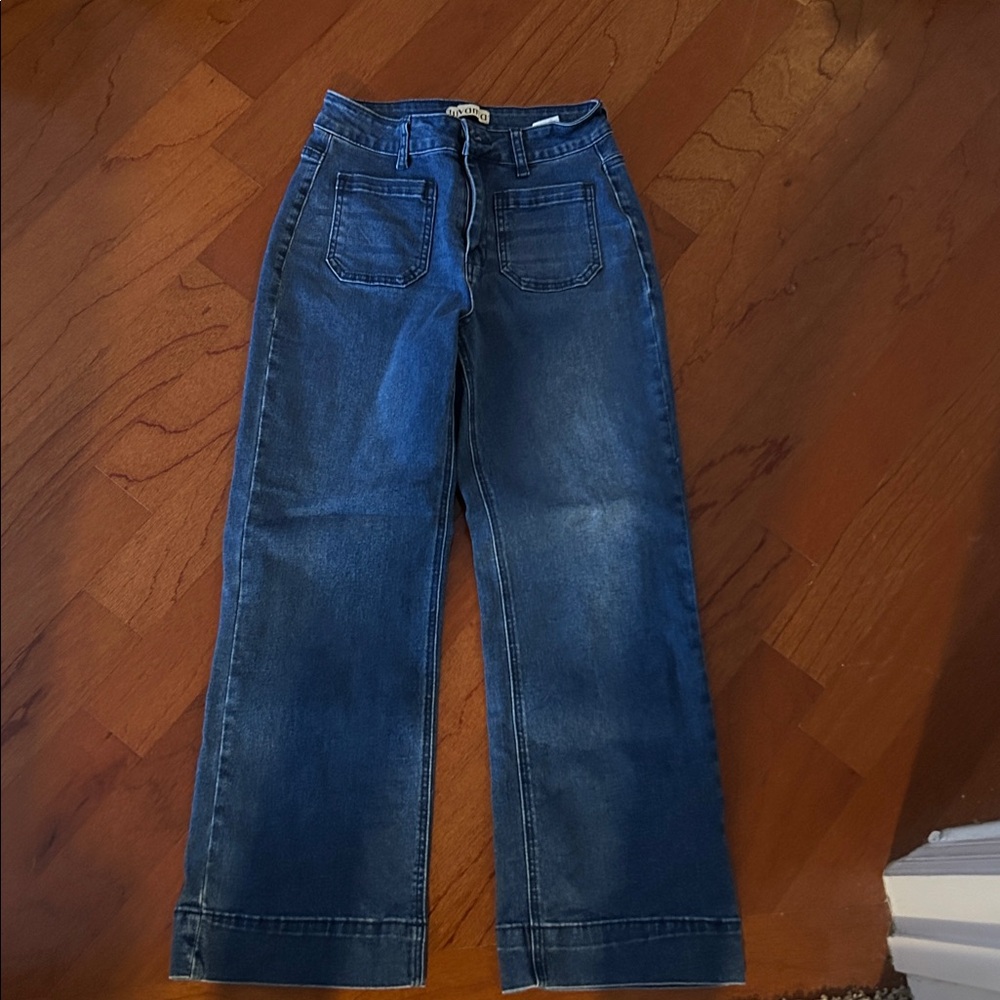 Blue Denim Wide-Leg Jeans